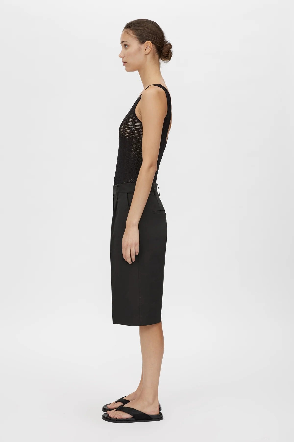 Pieta Bodysuit by Camilla and Marc – a black lace scoop bodysuit with soft jersey lining and snap closure, perfect for sleek layered looks.