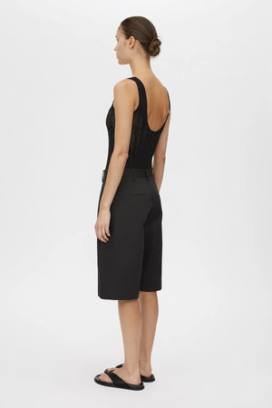 Pieta Bodysuit by Camilla and Marc – a black lace scoop bodysuit with soft jersey lining and snap closure, perfect for sleek layered looks.