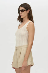 Pieta Bodysuit by Camilla and Marc, ivory lace bodysuit with scoop neckline and soft lining for elevated layering looks.