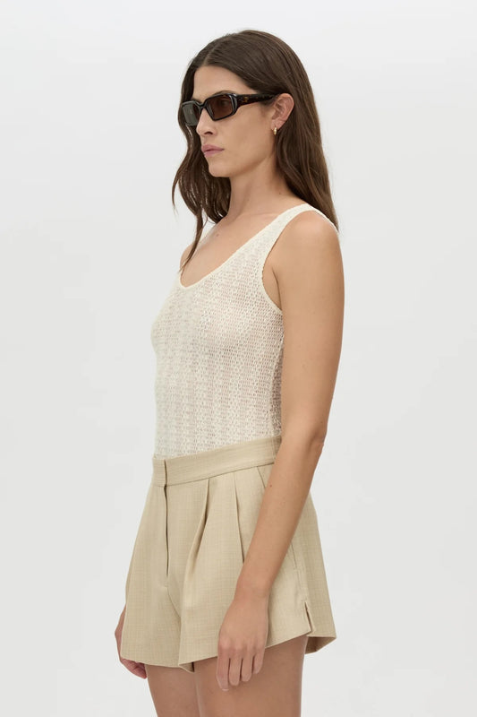 Pieta Bodysuit by Camilla and Marc, ivory lace bodysuit with scoop neckline and soft lining for elevated layering looks.
