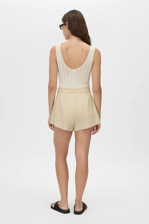 Pieta Bodysuit by Camilla and Marc, ivory lace bodysuit with scoop neckline and soft lining for elevated layering looks.
