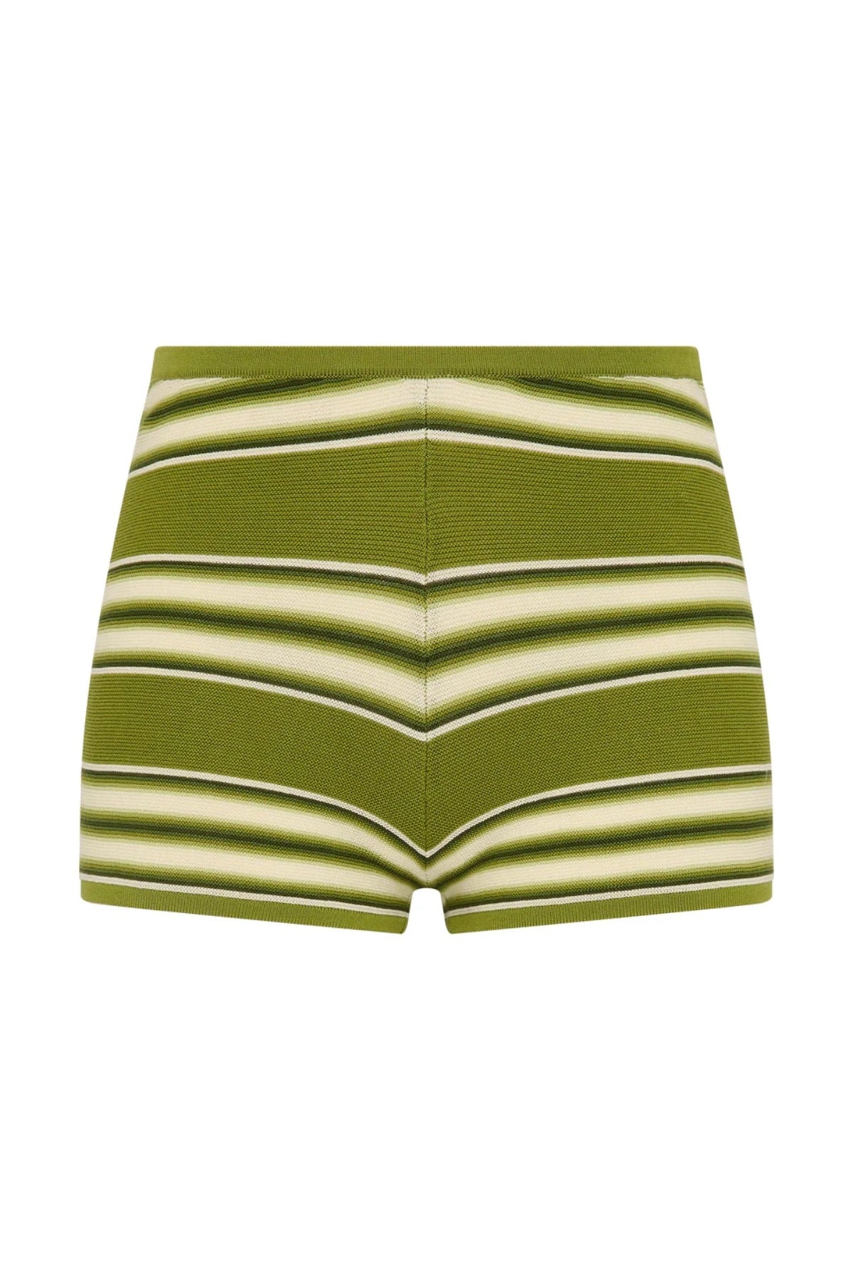 Playa Mini Short by Faithfull the Brand — an ombré striped knit mini short with a ribbed waistband, perfect for relaxed beach-to-bar styling.