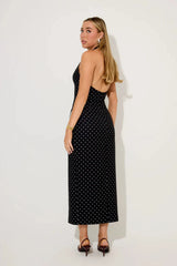 Polka Dot Button Midi Dress by Odd Muse, a fitted classic with a playful print and timeless shape. Perfect for day-to-night styling.
