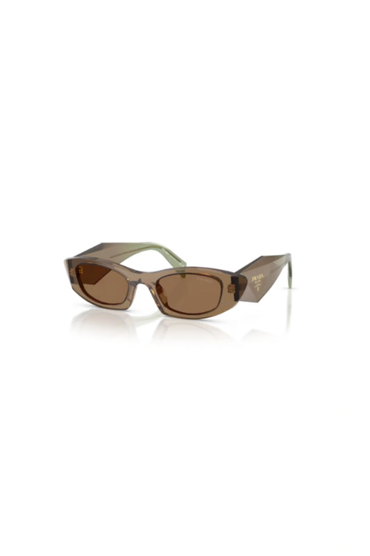 Prada PR B16S Terra – light brown acetate sunglasses with warm tone lenses, modern design, and signature Prada sophistication.
