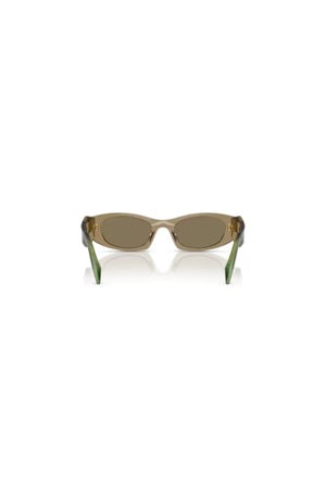 Prada PR B16S Terra – light brown acetate sunglasses with warm tone lenses, modern design, and signature Prada sophistication.
