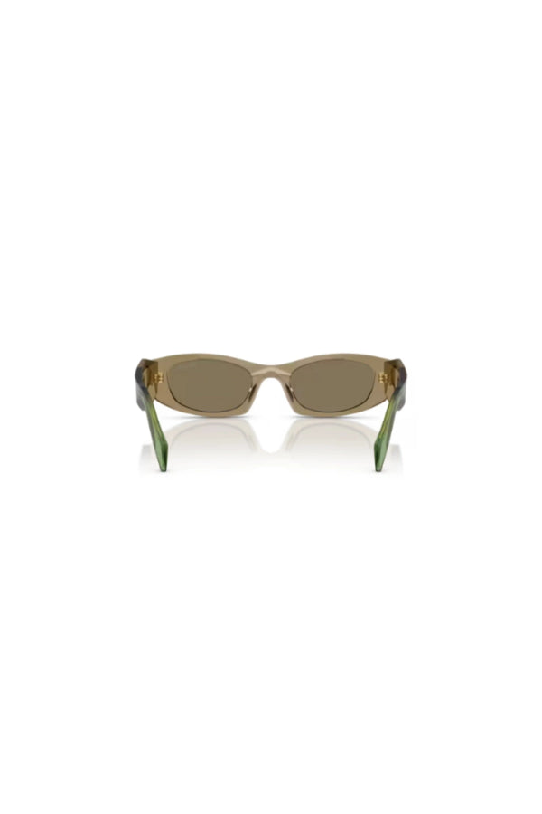 Prada PR B16S Terra – light brown acetate sunglasses with warm tone lenses, modern design, and signature Prada sophistication.
