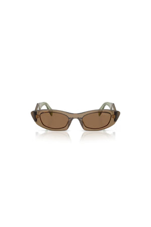 Prada PR B16S Terra – light brown acetate sunglasses with warm tone lenses, modern design, and signature Prada sophistication.
