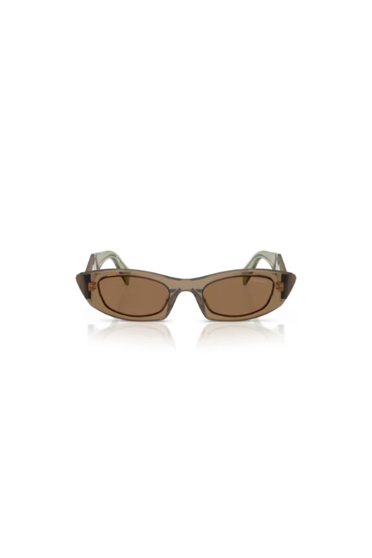 Prada PR B16S Terra – light brown acetate sunglasses with warm tone lenses, modern design, and signature Prada sophistication.
