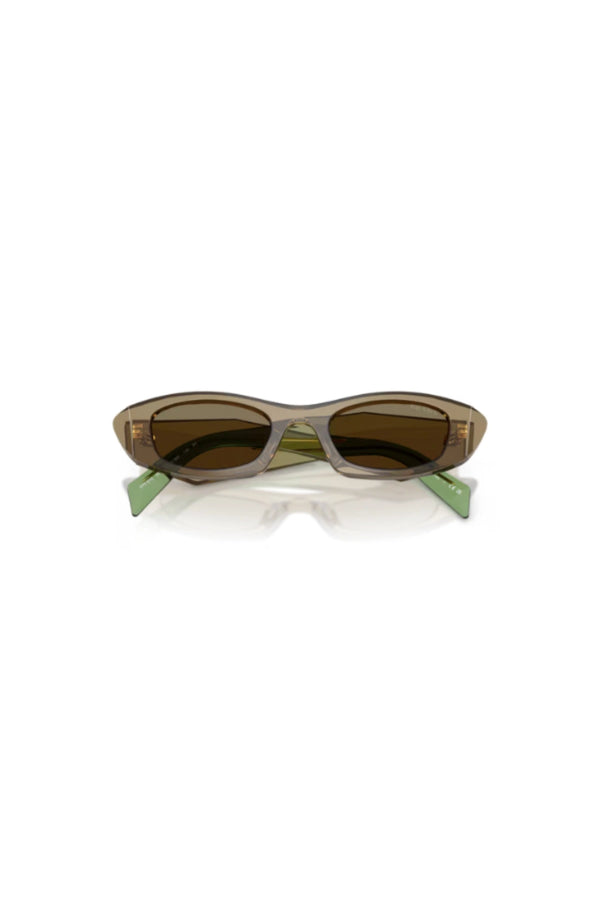 Prada PR B16S Terra – light brown acetate sunglasses with warm tone lenses, modern design, and signature Prada sophistication.
