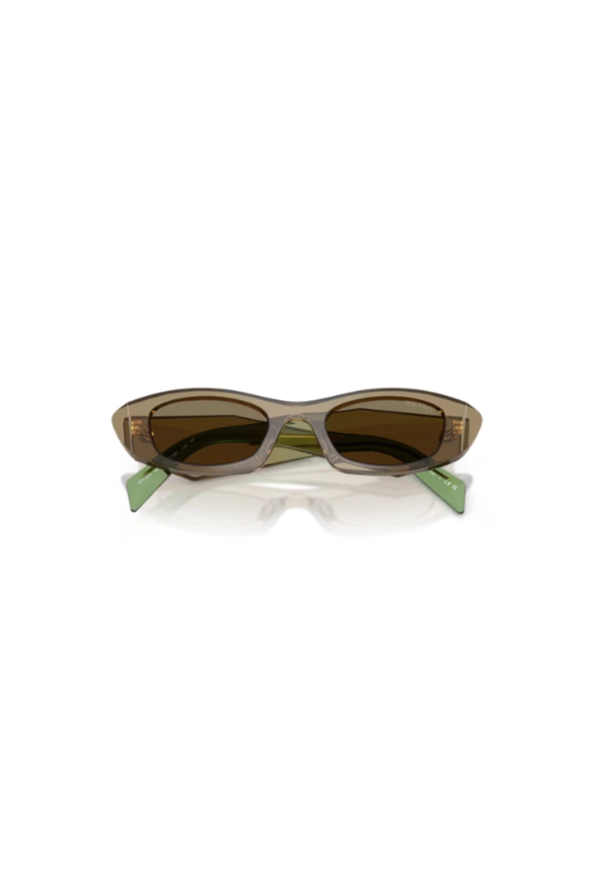 Prada PR B16S Terra – light brown acetate sunglasses with warm tone lenses, modern design, and signature Prada sophistication.
