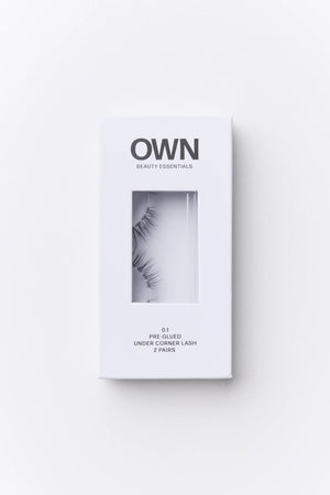 Pre-Glued Under Corner Lash 0.1 by OWN Beauty Essentials – natural pre glued corner lashes with soft lifted finish.