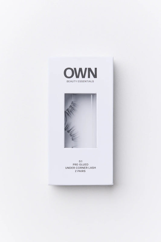 Pre-Glued Under Corner Lash 0.1 by OWN Beauty Essentials – natural pre glued corner lashes with soft lifted finish.