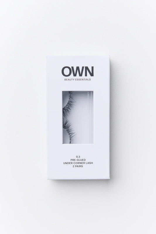 Pre-Glued Under Corner Lash 0.3 by OWN Beauty Essentials – lightweight pre glued corner lashes with soft lifted finish.