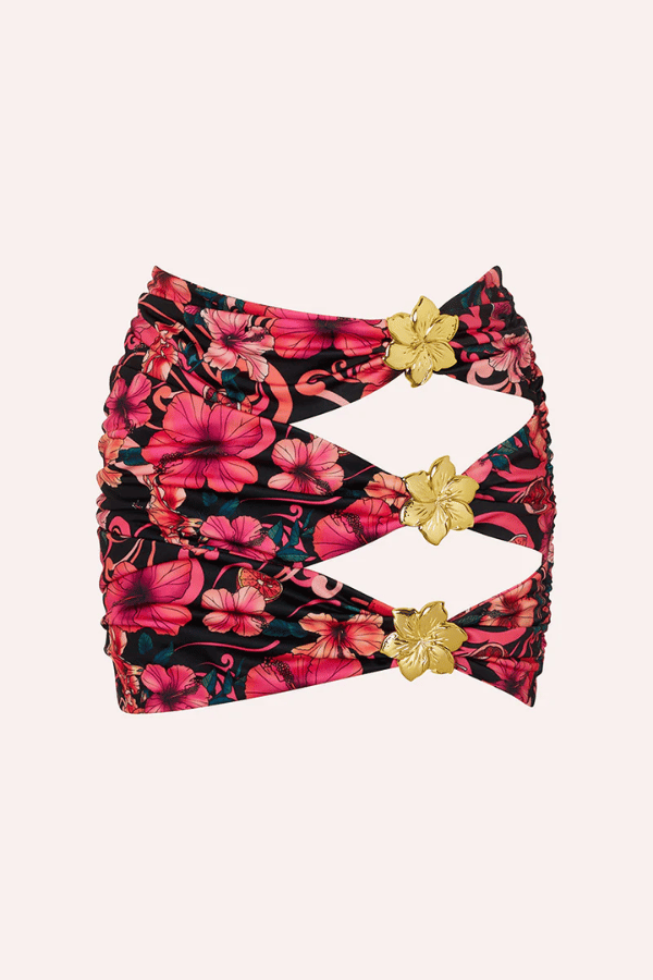 Cin Cin Swim | Coupe Cut-Out Mini Skirt Hibiscus Pink | Girls with Gems