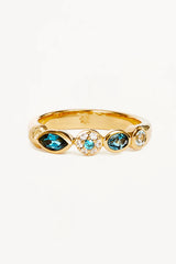 18k Gold Vermeil Protection of Eye Topaz Ring by By Charlotte, featuring natural blue topaz and cubic zirconias, perfect for adding a radiant, protective touch to your stacking rings.