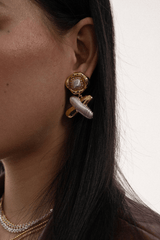 Quinn Earrings Mixed Metal by Mountain and Moon – gold and silver earrings with crystal detail. Perfect for statement styling.