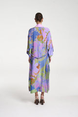 ROBE – BANANAS by Summi Summi, one-size viscose robe with contrast lilac trim and playful banana print. Perfect for holidays or lounging.
