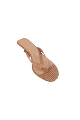 Raphaela Raffia Heel Natural by Sneaky Link – a woven raffia sandal with low heel and open toe. Perfect for summer styling.