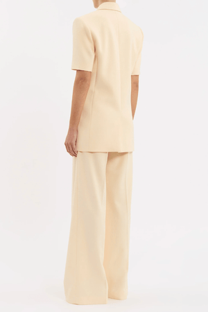 Rowan Blazer Butter by Rebecca Vallance, oversized short-sleeve blazer with peak lapel and tailored structure. Perfect with matching Rowan Pant.