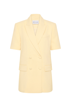 Rowan Blazer Butter by Rebecca Vallance, oversized short-sleeve blazer with peak lapel and tailored structure. Perfect with matching Rowan Pant.