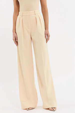 Rowan Pant Butter by Rebecca Vallance, tailored wide-leg pant with high waist and pressed creases. Perfect with the matching Rowan Blazer.