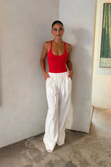 Red Aria Tank top with a fitted silhouette and scoop neckline displayed on a plain white background.