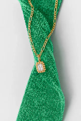 Remy Necklace Blanca by Avant Studio – 18k gold vermeil sterling silver necklace with clear emerald-cut cubic zirconia pendant.