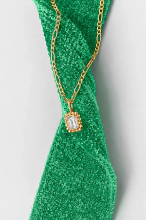 Remy Necklace Blanca by Avant Studio – 18k gold vermeil sterling silver necklace with clear emerald-cut cubic zirconia pendant.