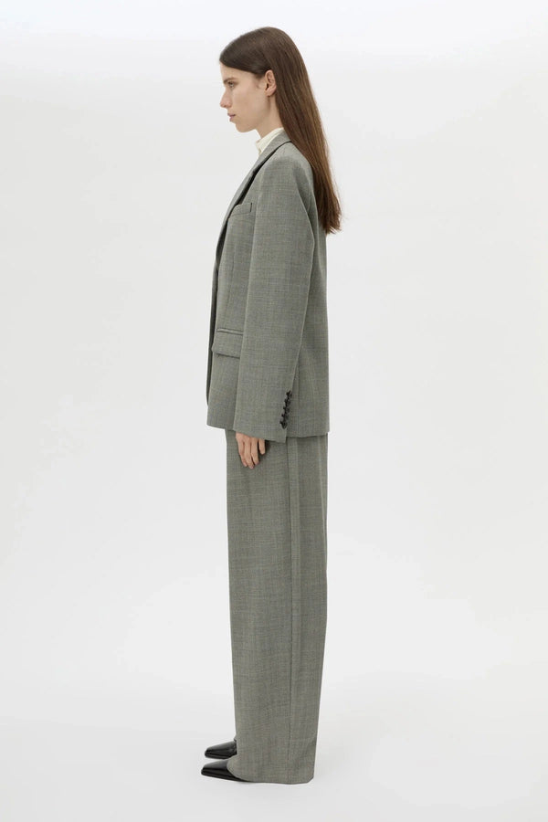 Ren Blazer Charcoal Herringbone by Camilla and Marc - tailored wool blazer with structured shoulders and herringbone texture, perfect for workwear styling.