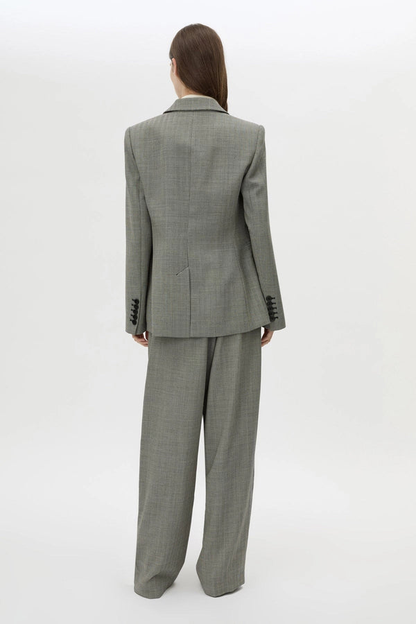 Ren Blazer Charcoal Herringbone by Camilla and Marc - tailored wool blazer with structured shoulders and herringbone texture, perfect for workwear styling.