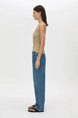 Rhodes 2.0 Denim Jean Blue Pinstripe by Camilla and Marc, low-rise denim with subtle pinstripes and classic five-pocket design.