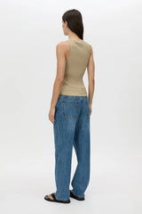 Rhodes 2.0 Denim Jean Blue Pinstripe by Camilla and Marc, low-rise denim with subtle pinstripes and classic five-pocket design.