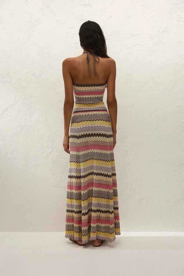 Ria Skirt Perla Stripe by Faithfull the Brand – a striped knit maxi skirt with drawstring waist. Perfect for resort styling.