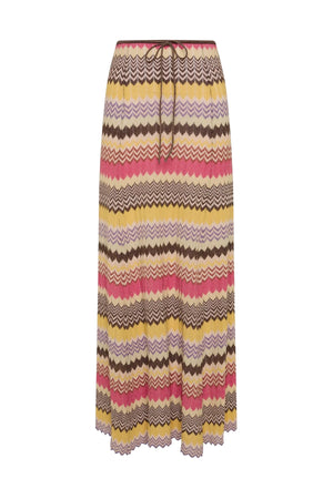 Ria Skirt Perla Stripe by Faithfull the Brand – a striped knit maxi skirt with drawstring waist. Perfect for resort styling.