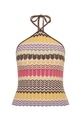 Ria Top Perla Stripe by Faithfull the Brand – a striped halter knit top with tie back detail. Perfect for resort styling.