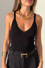 Rita Knit Tank Black by Sneaky Link – a sleek knit tank with soft stretch and body fit. Perfect for layering or matching sets.