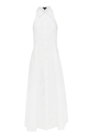 Roam Midi Dress White by Mossman – a cotton midi with collared neckline and A-line skirt. Perfect for everyday styling.