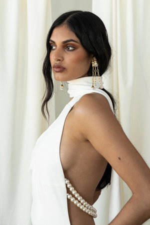 Rochelle Earrings Gold by Mountain and Moon – gold plated statement earrings with luxe finish. Perfect for elevated styling.