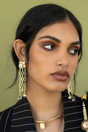 Rochelle Earrings Gold by Mountain and Moon – gold plated statement earrings with luxe finish. Perfect for elevated styling.