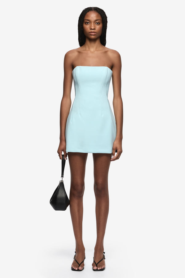 Romee Strapless Mini Dress Glacier Blue by Bec + Bridge, structured mini dress, perfect for cocktail parties or events
