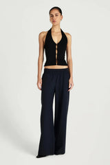 Ronny Top Black by Benni – halter knit top with hook eye closure and detachable bolero for elevated styling.