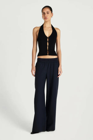 Ronny Top Black by Benni – halter knit top with hook eye closure and detachable bolero for elevated styling.