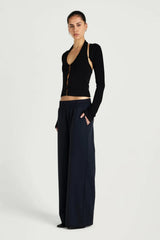 Ronny Top Black by Benni – halter knit top with hook eye closure and detachable bolero for elevated styling.