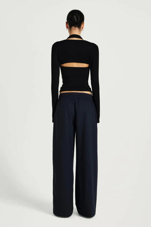 Ronny Top Black by Benni – halter knit top with hook eye closure and detachable bolero for elevated styling.