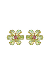 Roseanne Earrings by Mayol, gold-plated brass clip-ons adorned with Preciosa crystals. Handmade in Greece for timeless elegance.