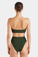 Ruby Bikini by Hunza G, crinkle bikini with bandeau top and high waist fit. Perfect for beach days or retro swim styling.