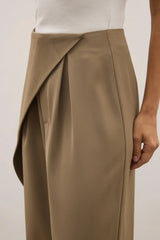 Rue Pant in Dune by Bayse, a wide-leg pant with an asymmetric wrap front and fluid drape for refined everyday styling.