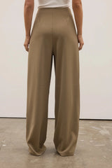 Rue Pant in Dune by Bayse, a wide-leg pant with an asymmetric wrap front and fluid drape for refined everyday styling.