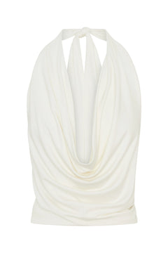 Saint Plunge Top Ivory by Sneaky Link – a silky fitted top with deep neckline and stretch feel. Perfect for elevated night styling.