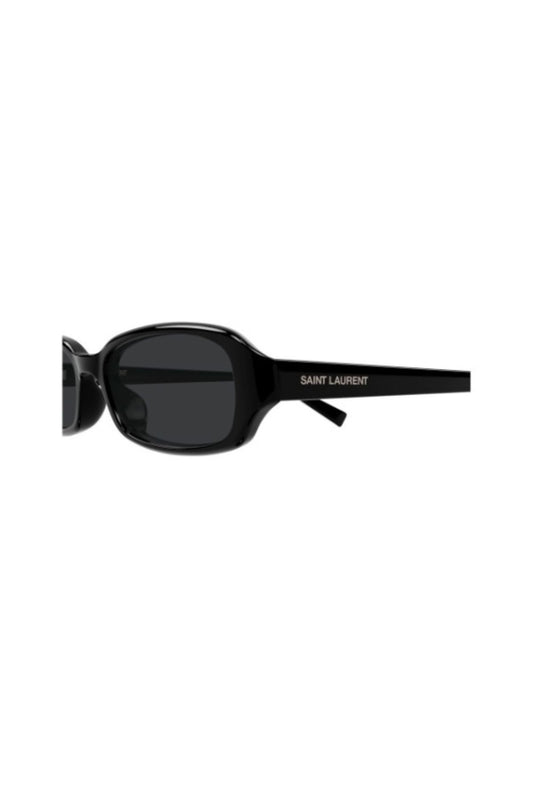 SL872ERIN001 Black by Saint Laurent - slim rectangular sunglasses with black frame and lenses, perfect for modern 90s inspired styling.
